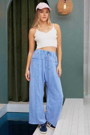 Mittoshop Mineral Wash Elastic Waist Baarrel Leg Baggy Pants - StyleLure