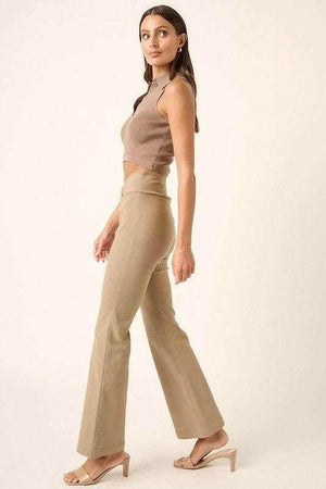 Mittoshop Surplice V Waist Flare Pants - StyleLure