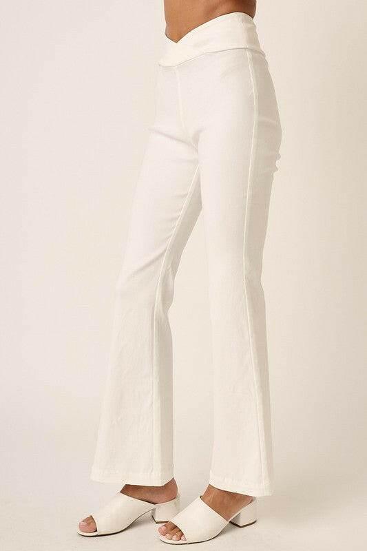 Mittoshop Surplice V Waist Flare Pants - StyleLure