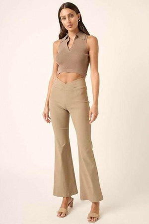 Mittoshop Surplice V Waist Flare Pants - StyleLure