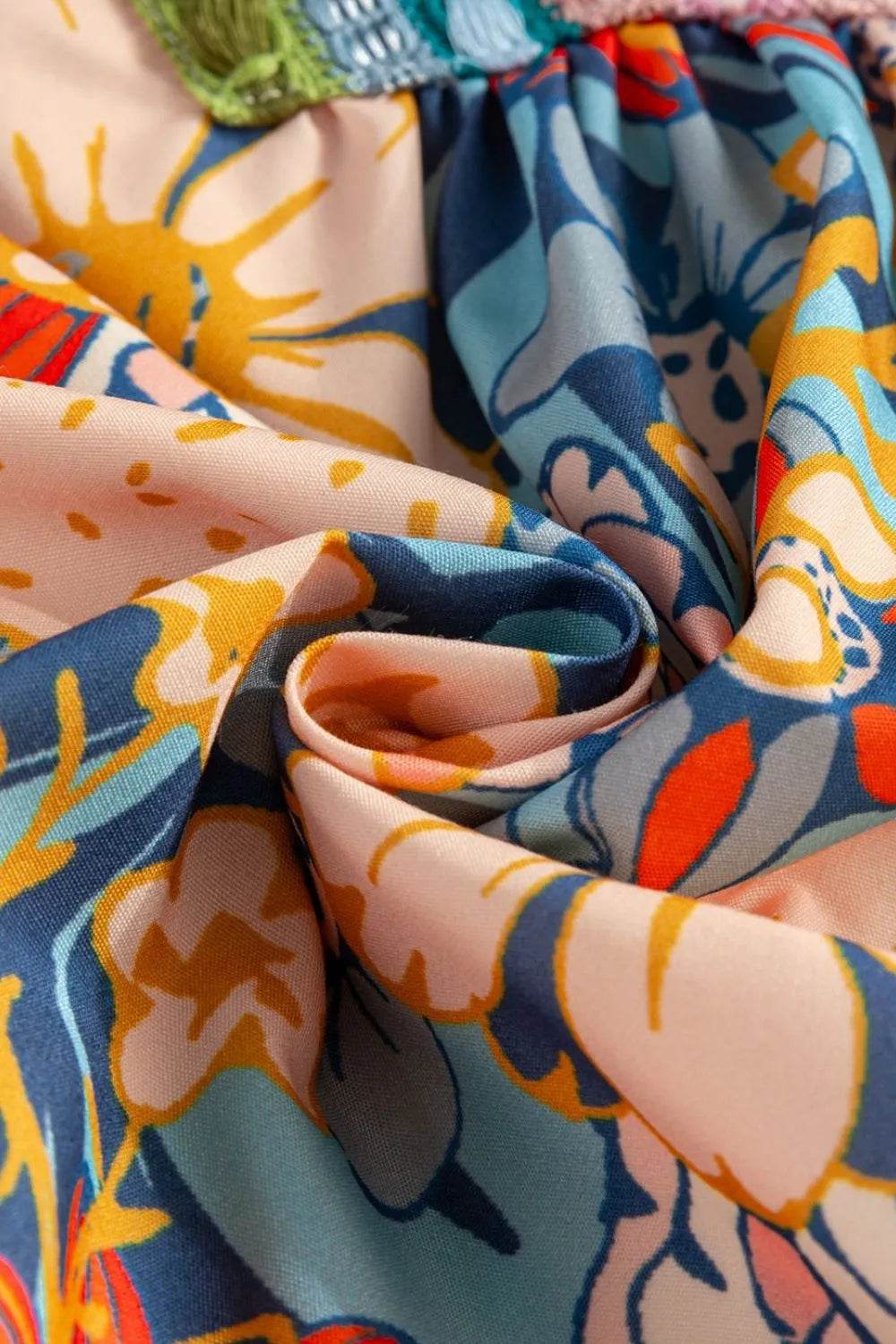 Multicolour Crochet V Neck Half Sleeve Boho Floral Blouse - StyleLure