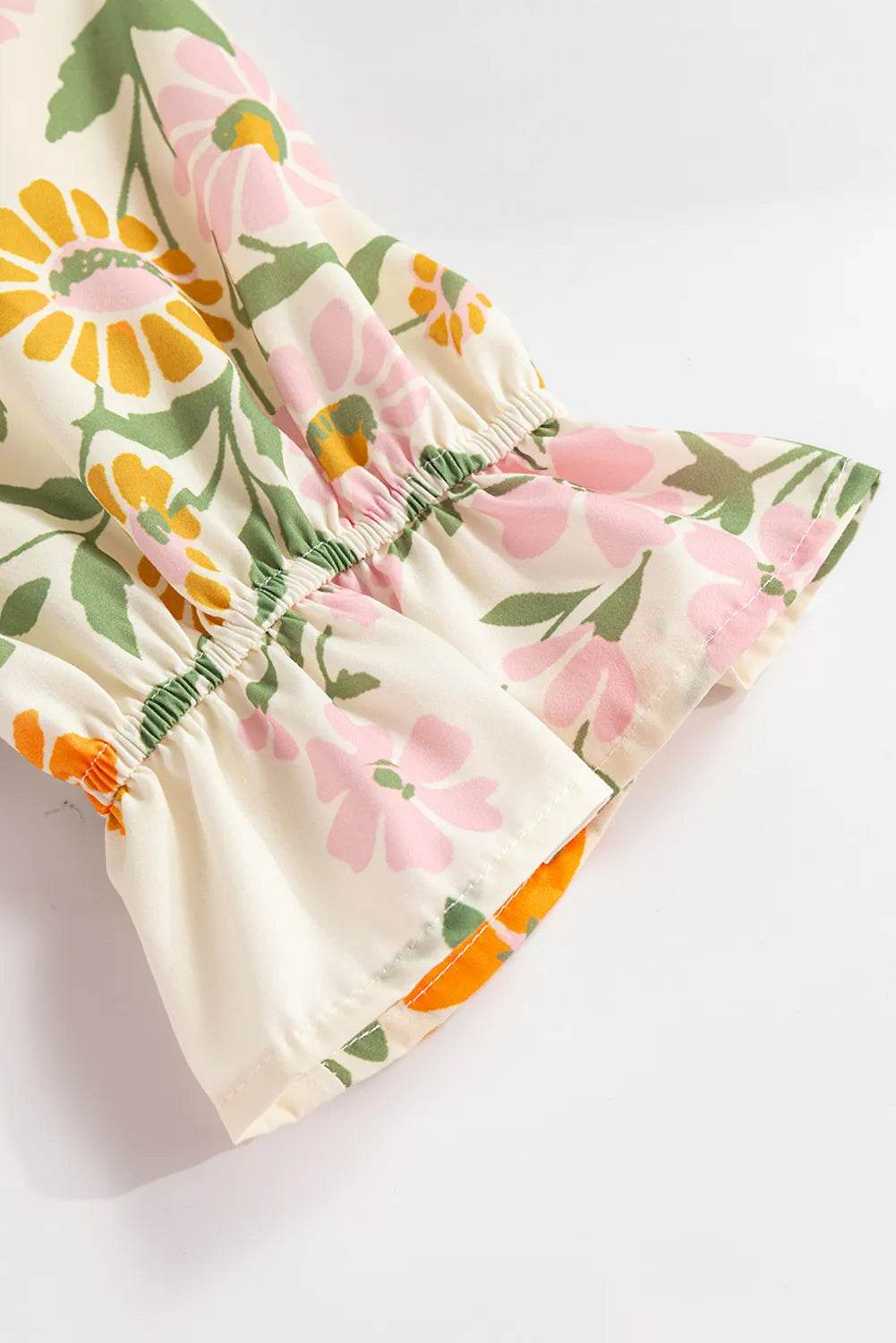 Multicolour Crochet V Neck Half Sleeve Boho Floral Blouse - StyleLure