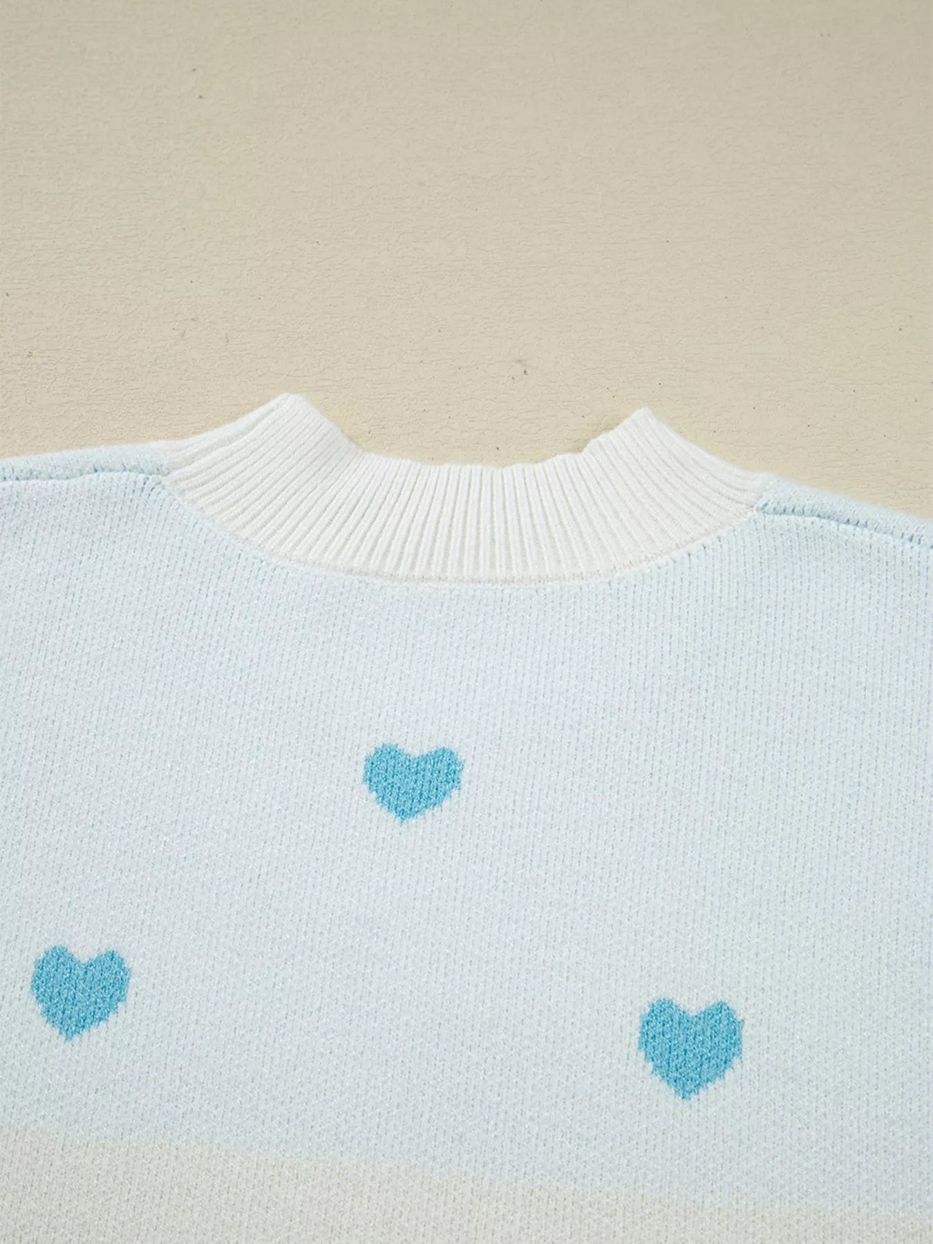 Multicolour Heart Pattern Dropped Shoulder Sweater - StyleLure