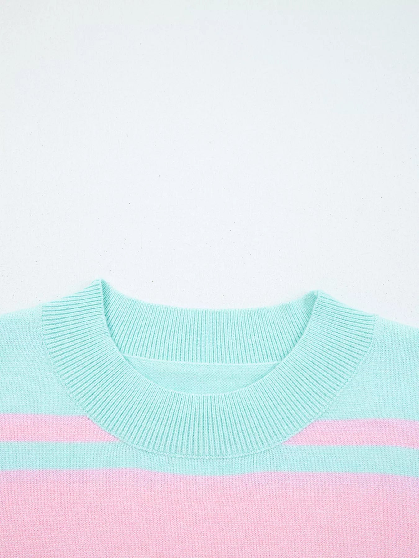 Multicolour Striped Knit Ribbed Trim Boxy Fit Cropped Sweater - StyleLure