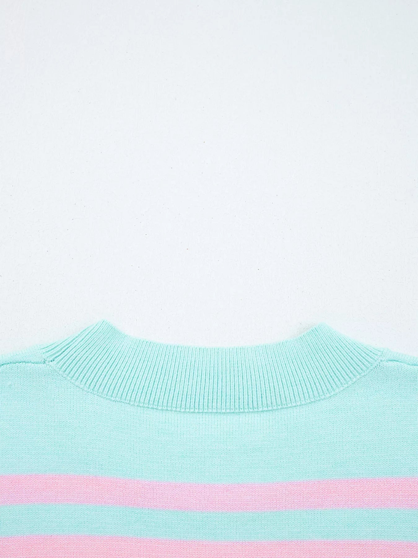 Multicolour Striped Knit Ribbed Trim Boxy Fit Cropped Sweater - StyleLure