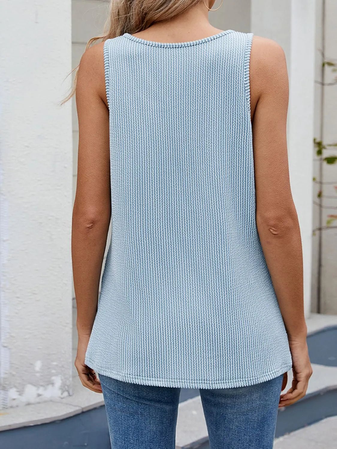 O - Ring Cutout Ribbed Knit Tank Top - StyleLure