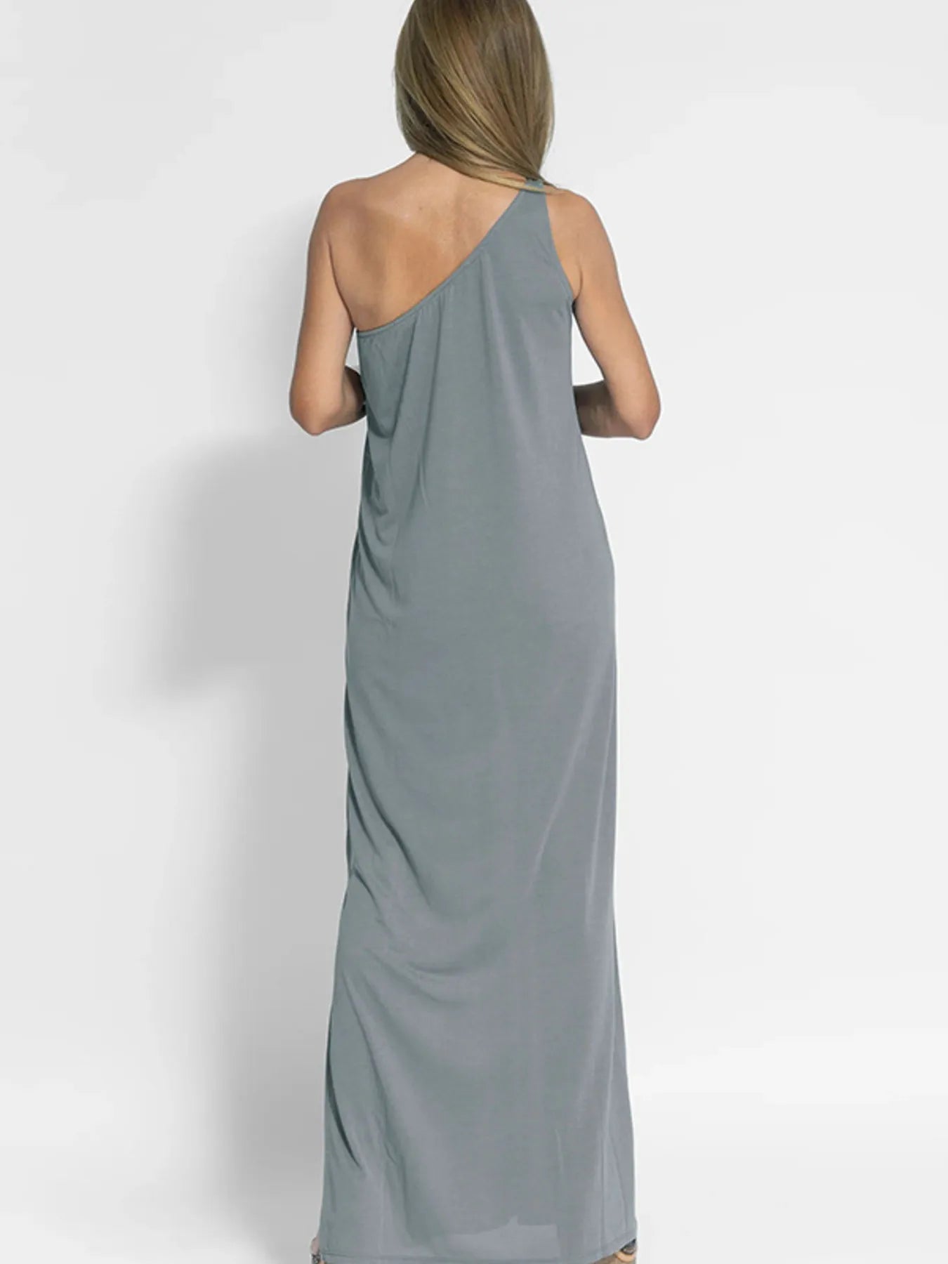 One - Shoulder Maxi Dress with Side Slit - StyleLure