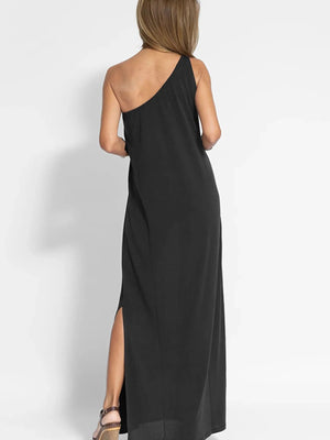 One - Shoulder Maxi Dress with Side Slit - StyleLure