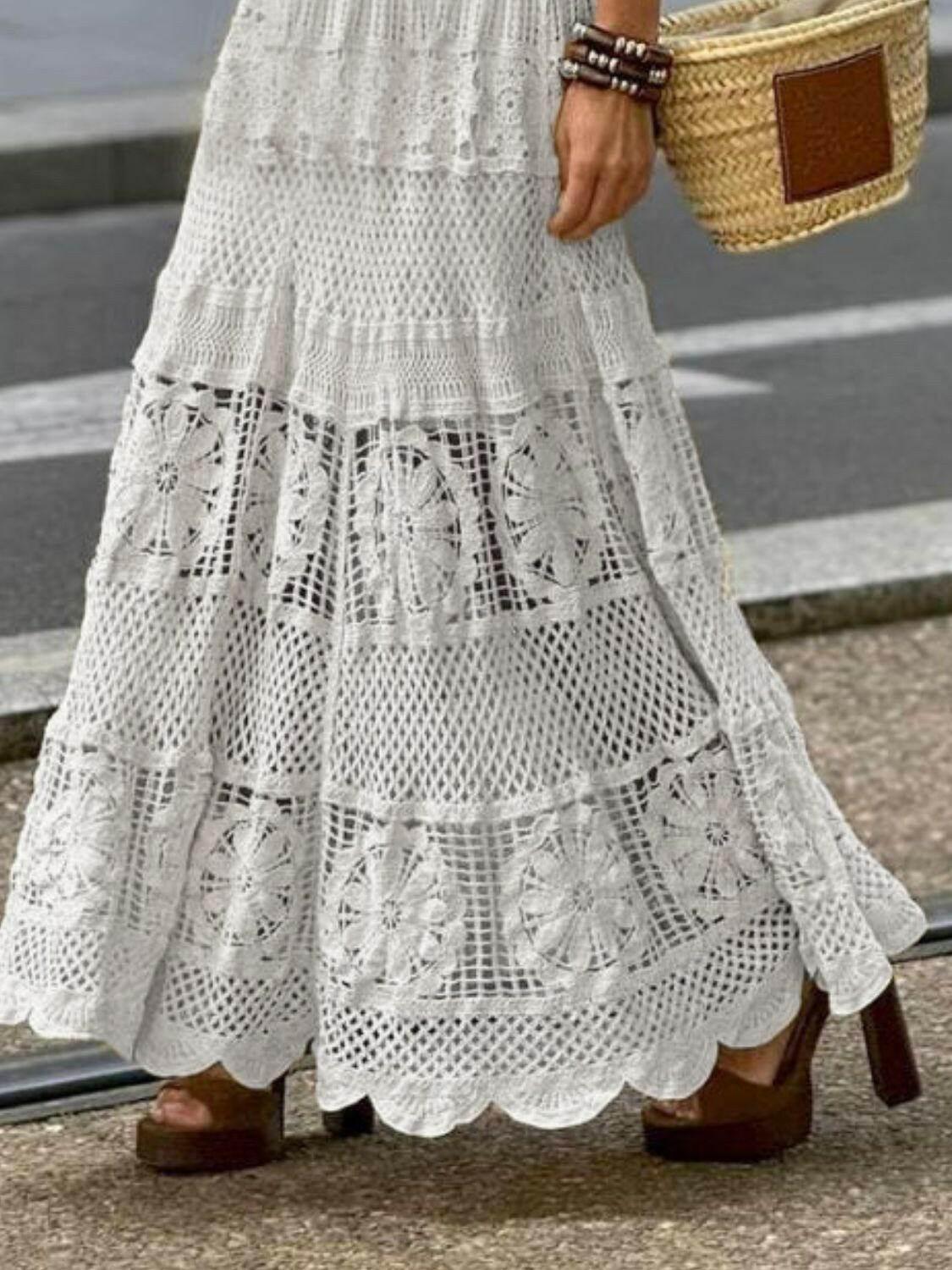 Openwork Crochet Maxi Skirt - StyleLure