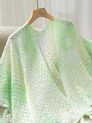 Openwork Tassel Gradient Knit Cover Up - StyleLure