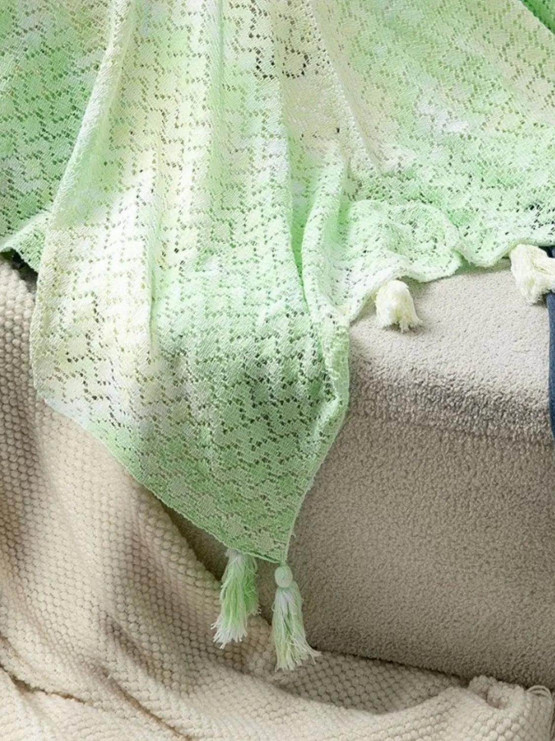 Openwork Tassel Gradient Knit Cover Up - StyleLure