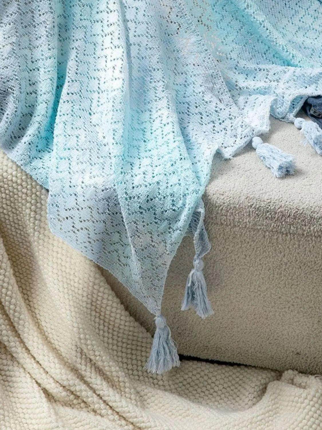 Openwork Tassel Gradient Knit Cover Up - StyleLure