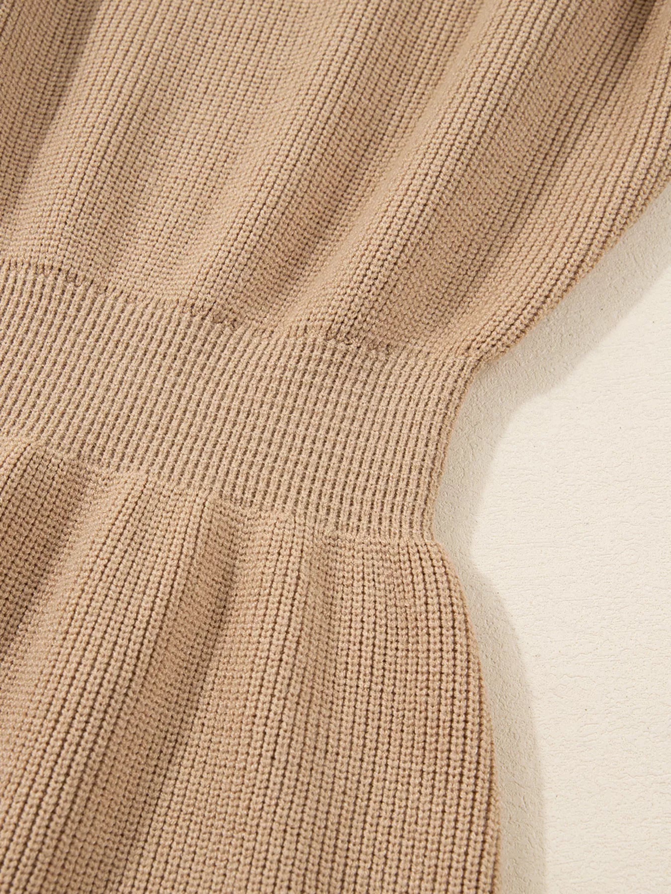 Pearl Embellished Keyhole Ribbed Sweater Dress - StyleLure