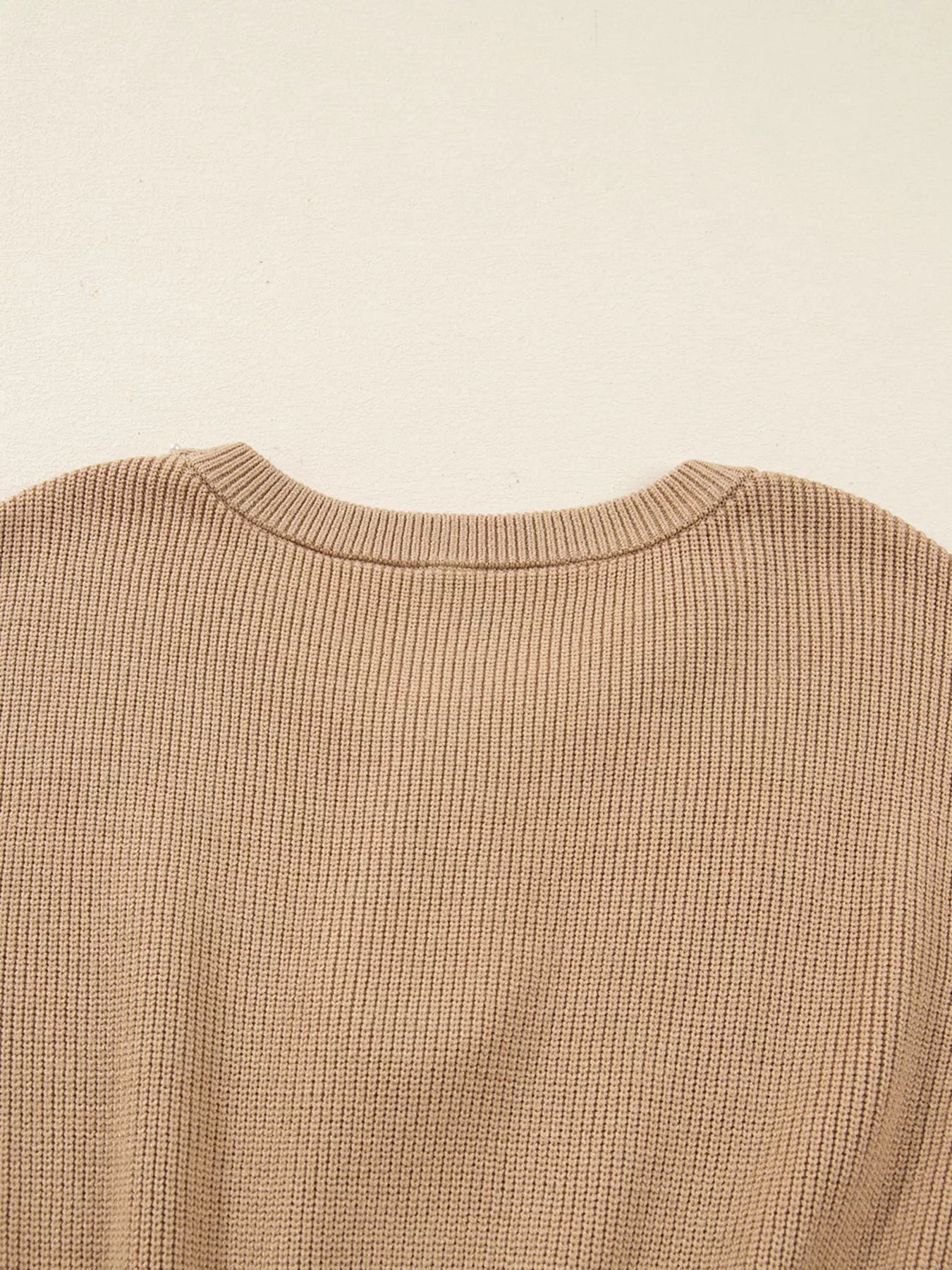 Pearl Embellished Keyhole Ribbed Sweater Dress - StyleLure