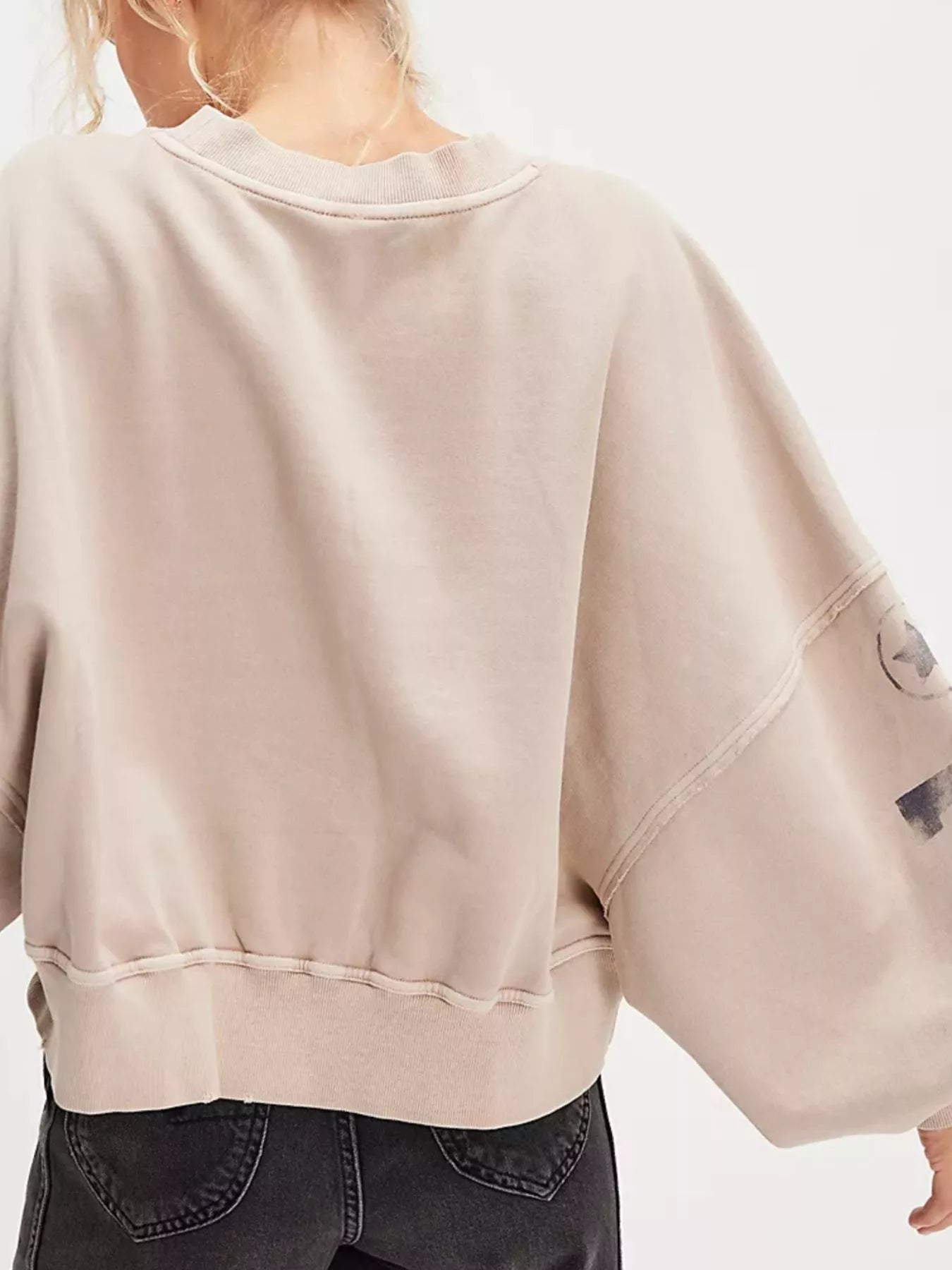 Printed Round Neck Dropped Shoulder Sweatshirt - StyleLure