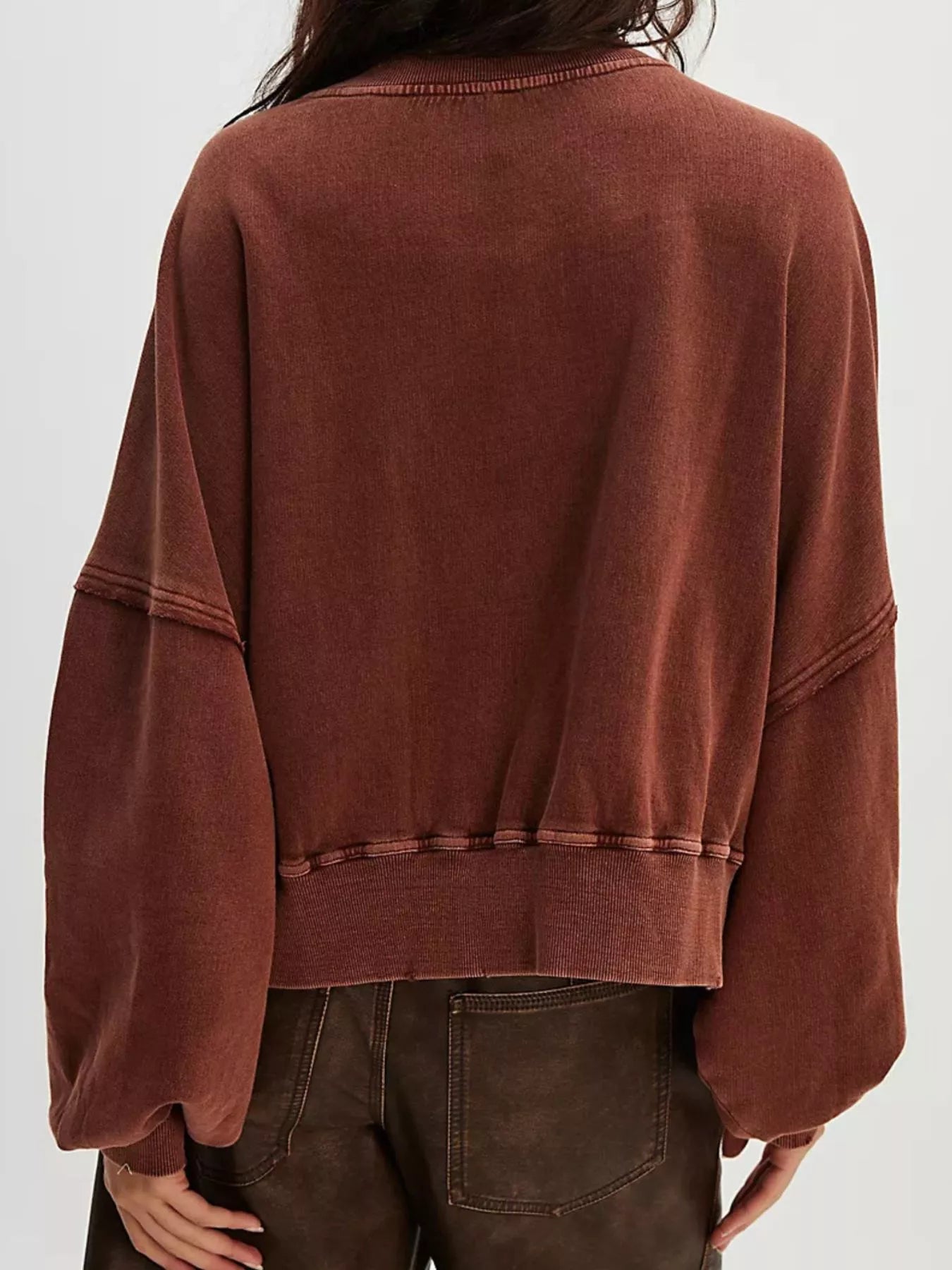 Printed Round Neck Dropped Shoulder Sweatshirt - StyleLure