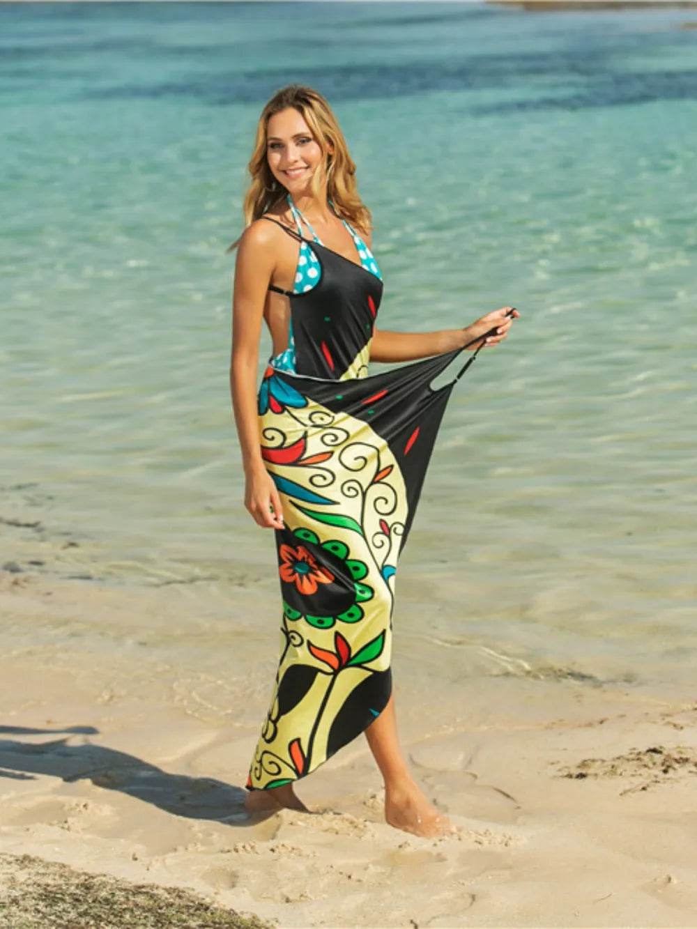 Printed Spaghetti Strap Cover Up - StyleLure