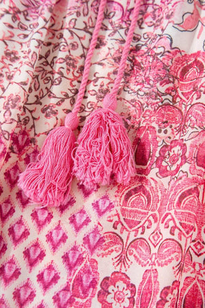 Printed Tassel Drawstring High Waist Maxi Skirt - StyleLure