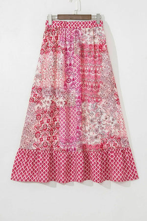 Printed Tassel Drawstring High Waist Maxi Skirt - StyleLure