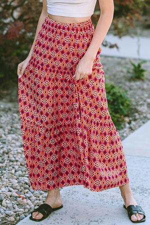 Printed Tiered Maxi Skirt - StyleLure