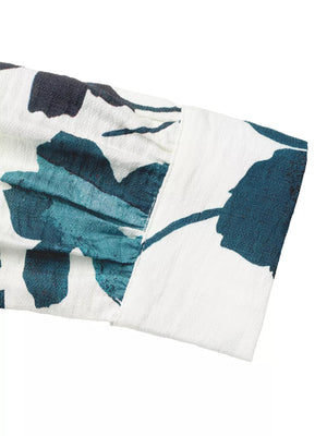 Printed V - Neck Long Sleeve Blouse - StyleLure