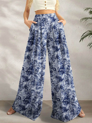 Printed Wide Leg Pants - StyleLure