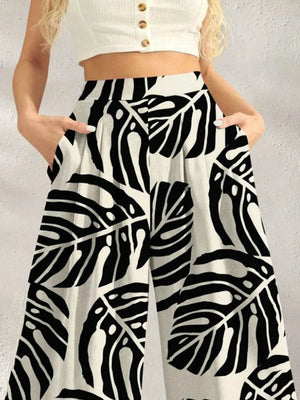 Printed Wide Leg Pants - StyleLure