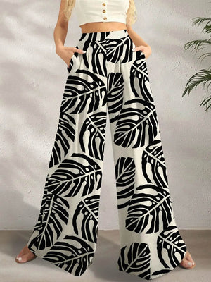 Printed Wide Leg Pants - StyleLure