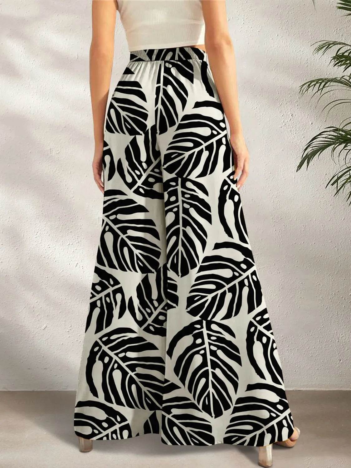 Printed Wide Leg Pants - StyleLure
