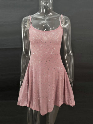 Rhinestone Decor Mini Cami Dress - StyleLure