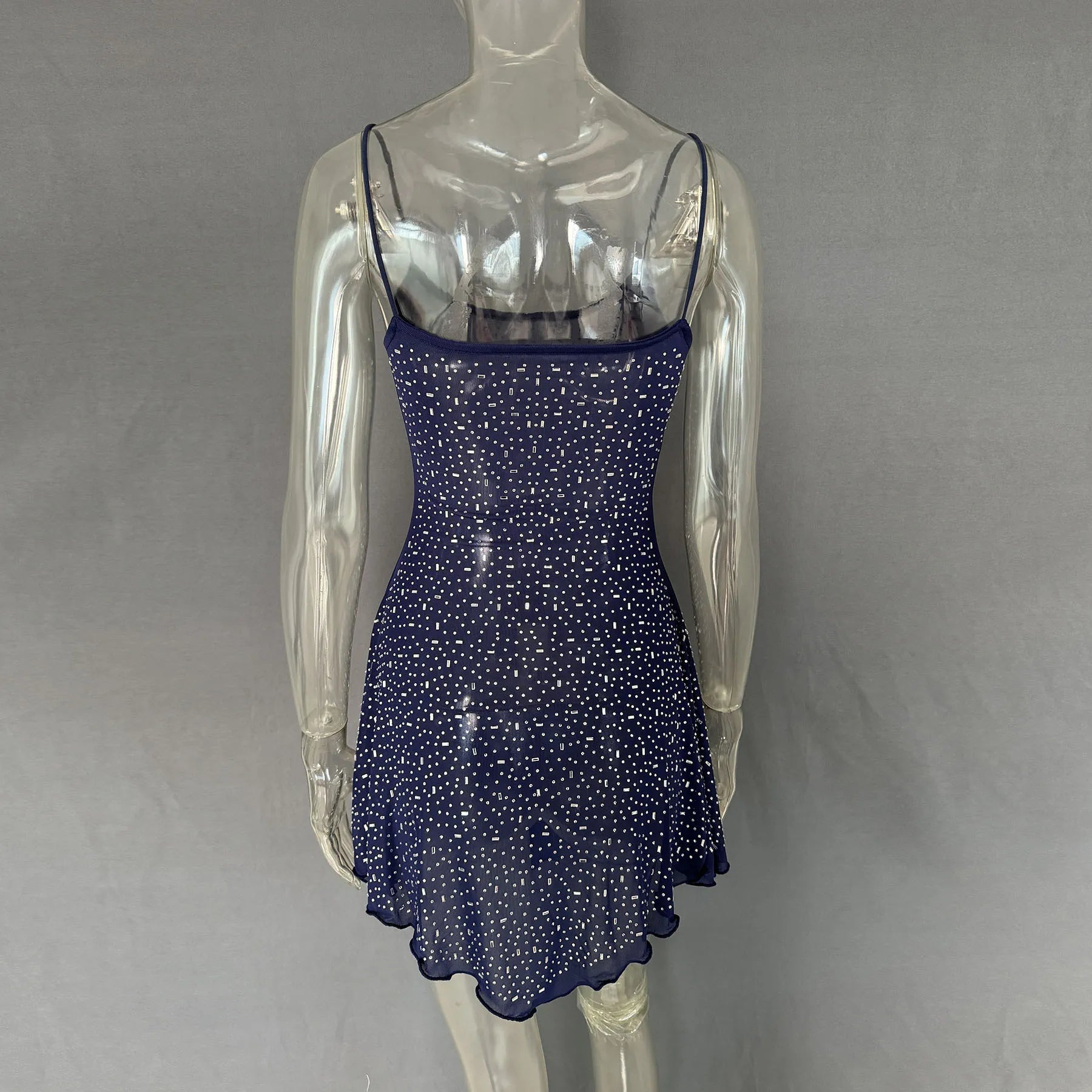 Rhinestone Decor Mini Cami Dress - StyleLure