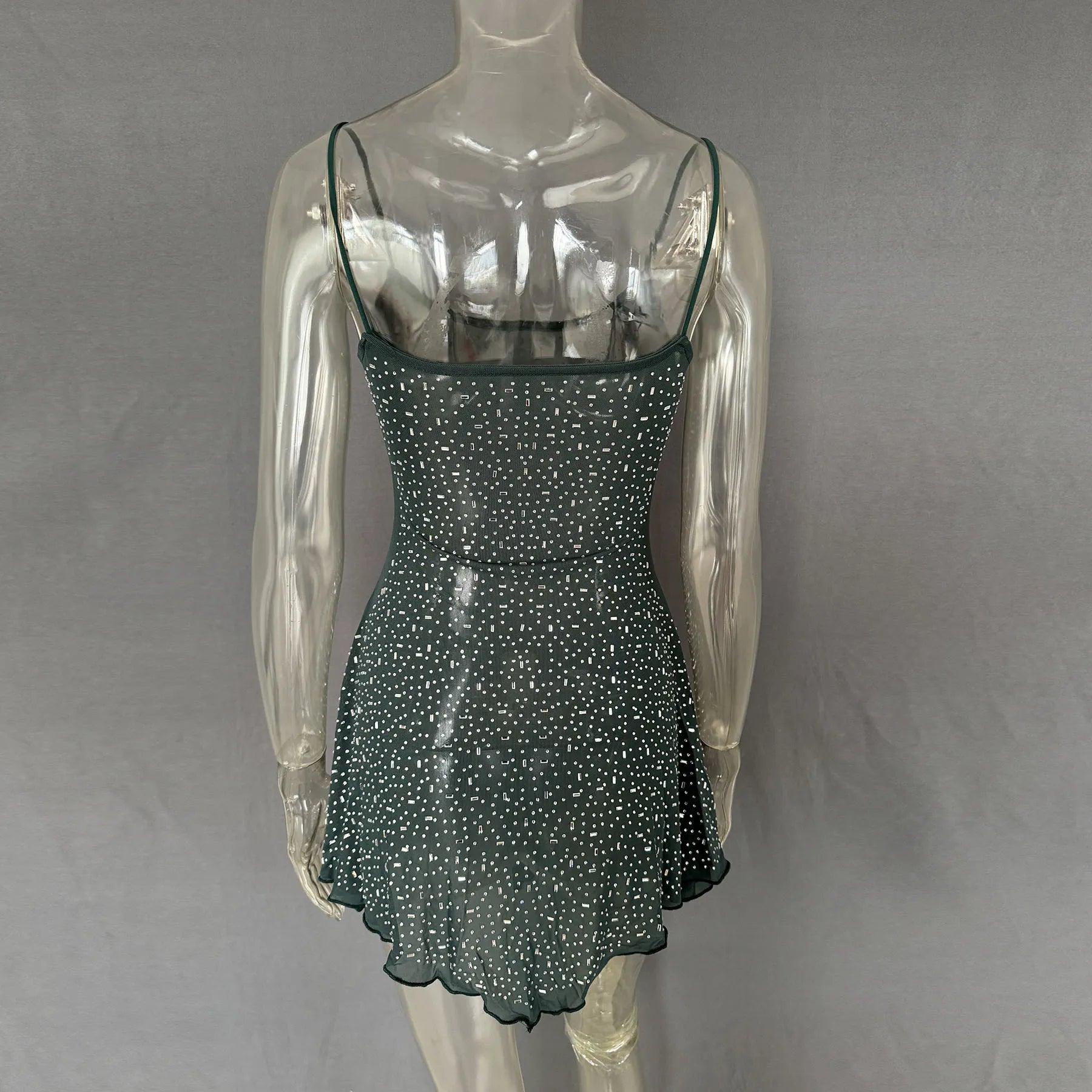 Rhinestone Decor Mini Cami Dress - StyleLure