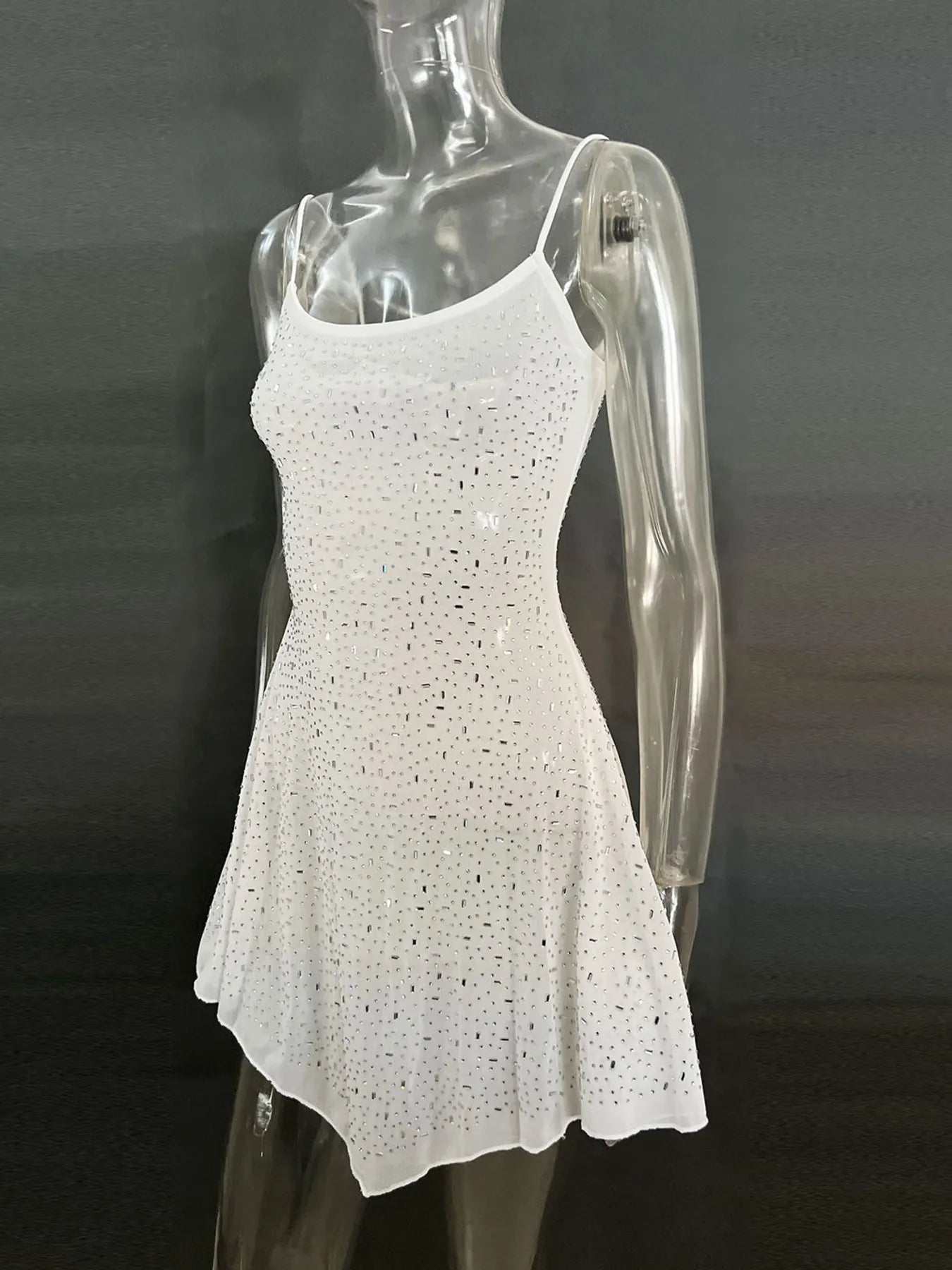 Rhinestone Decor Mini Cami Dress - StyleLure