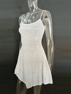 Rhinestone Decor Mini Cami Dress - StyleLure