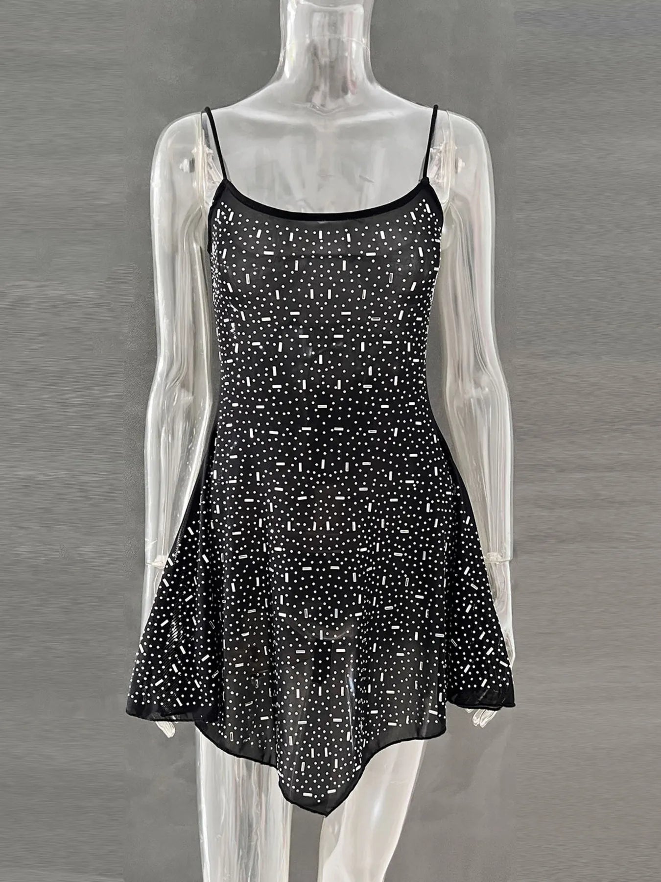 Rhinestone Decor Mini Cami Dress - StyleLure