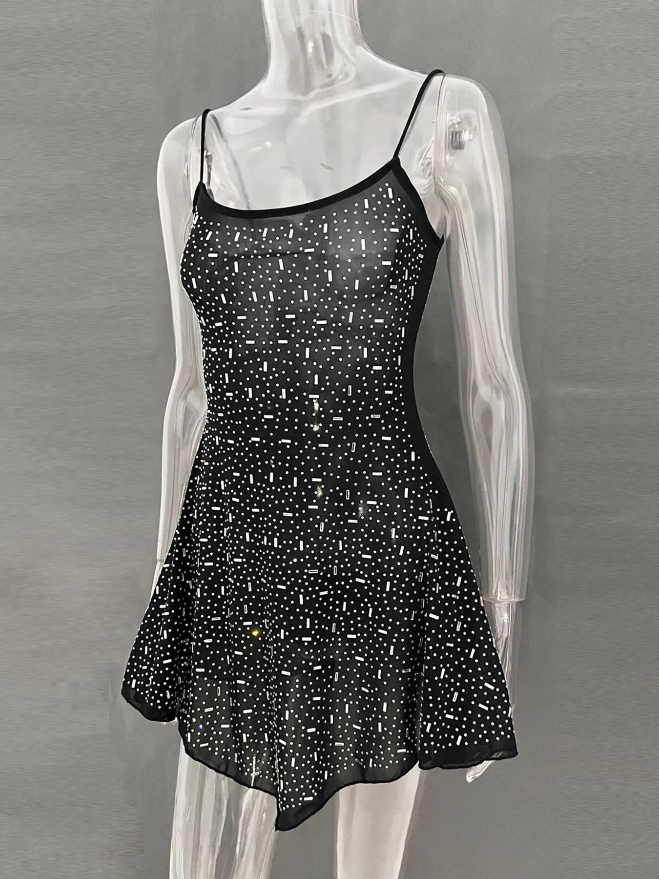 Rhinestone Decor Mini Cami Dress - StyleLure