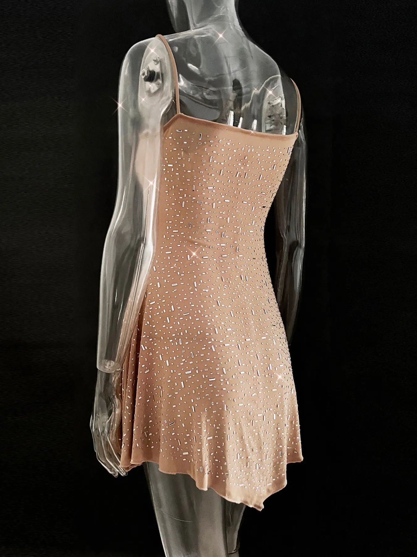 Rhinestone Decor Mini Cami Dress - StyleLure