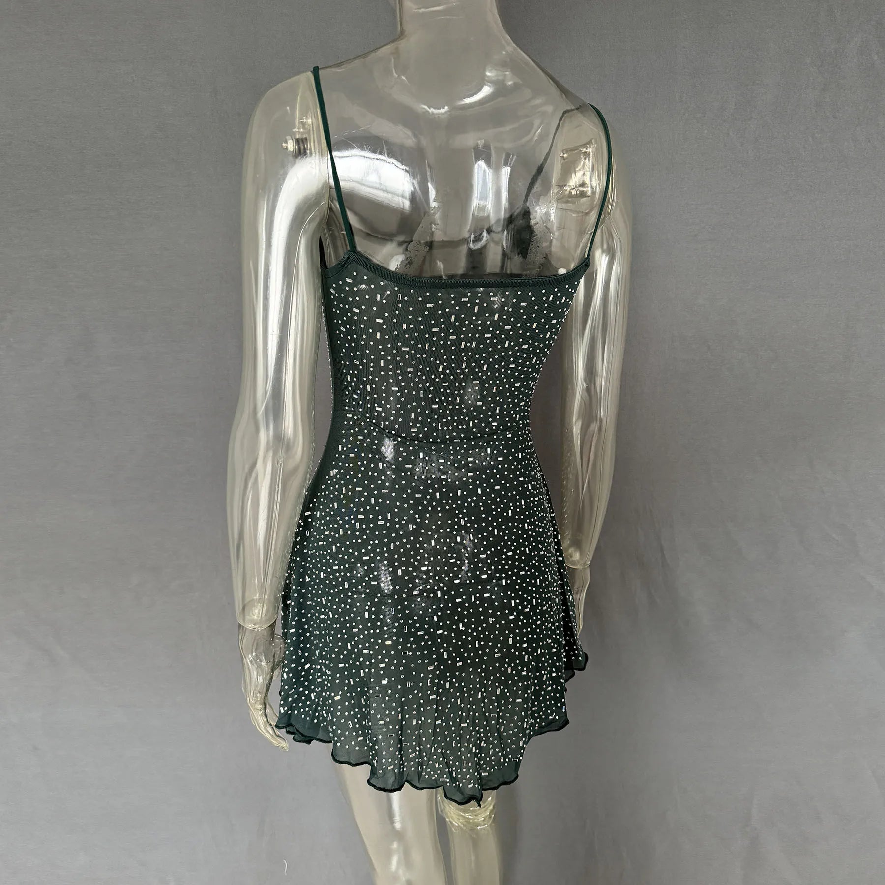 Rhinestone Decor Mini Cami Dress - StyleLure