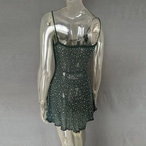 Rhinestone Decor Mini Cami Dress - StyleLure