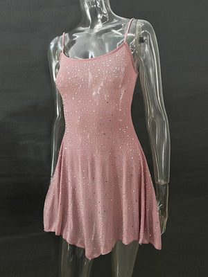 Rhinestone Decor Mini Cami Dress - StyleLure