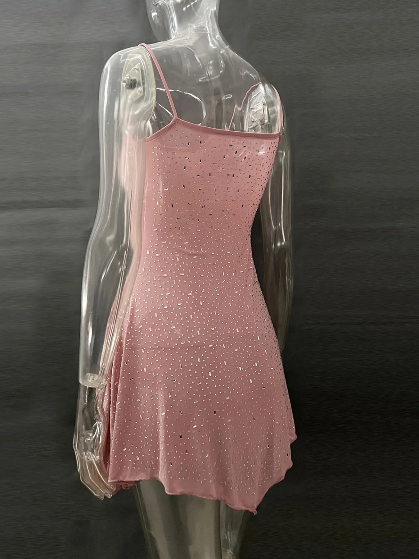 Rhinestone Decor Mini Cami Dress - StyleLure