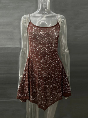 Rhinestone Decor Mini Cami Dress - StyleLure