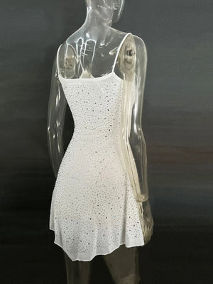 Rhinestone Decor Mini Cami Dress - StyleLure