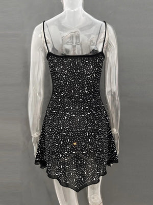 Rhinestone Decor Mini Cami Dress - StyleLure