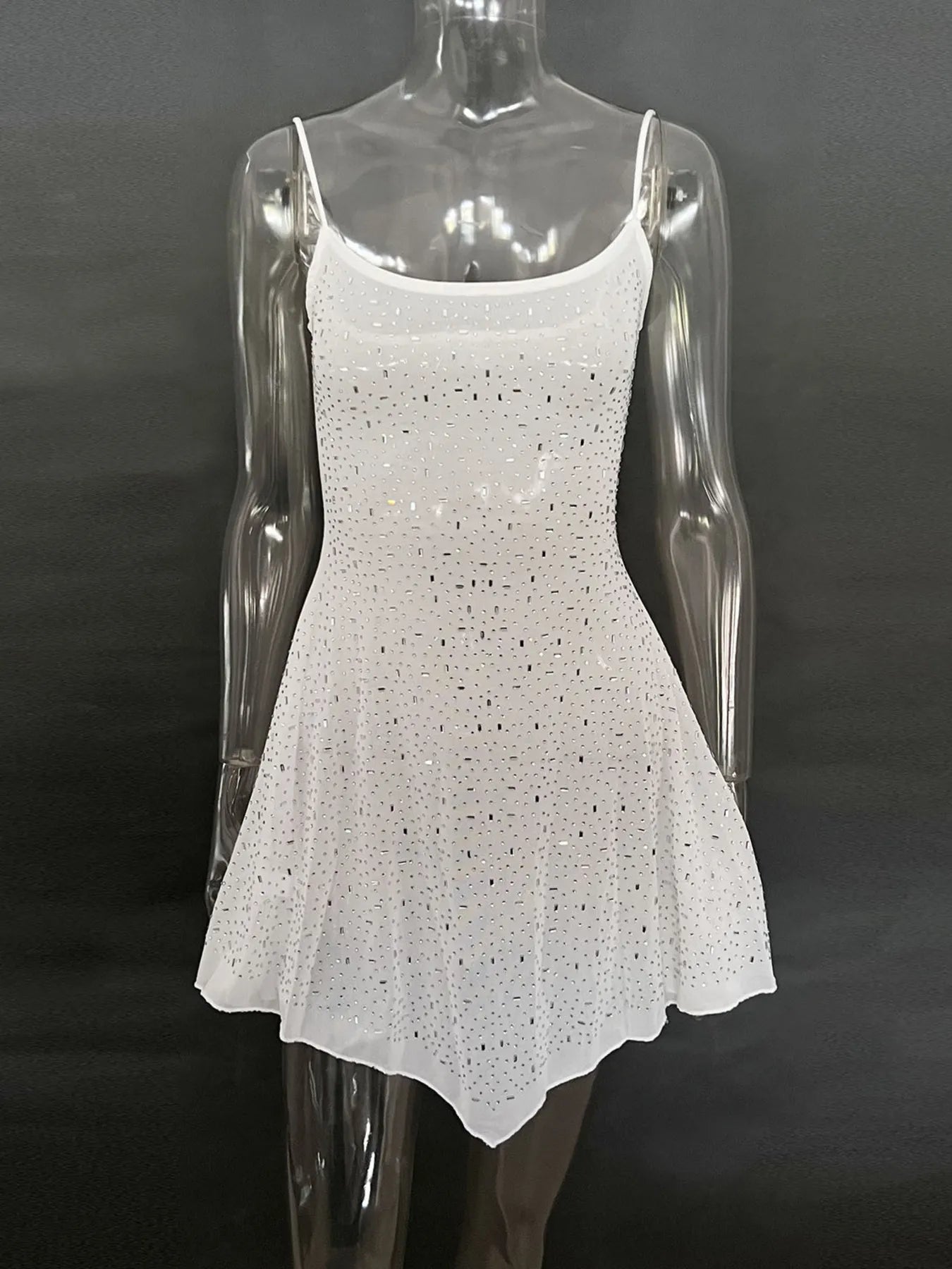Rhinestone Decor Mini Cami Dress - StyleLure