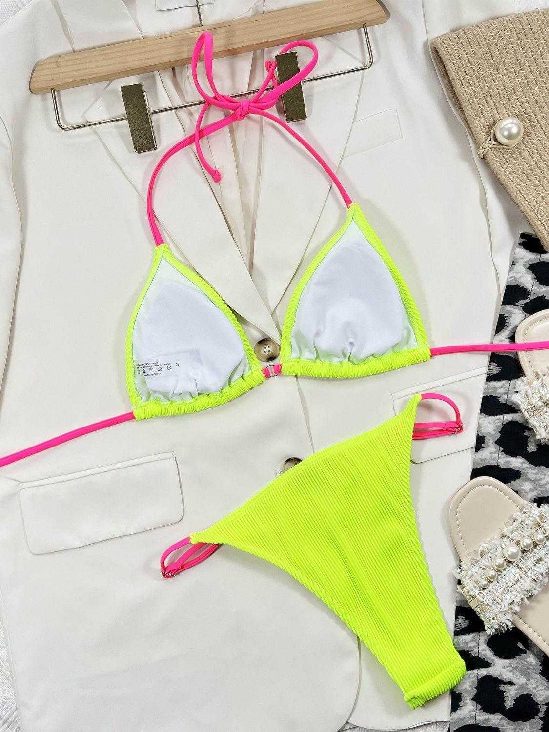 Ribbed Tie Back Bikini Set - StyleLure