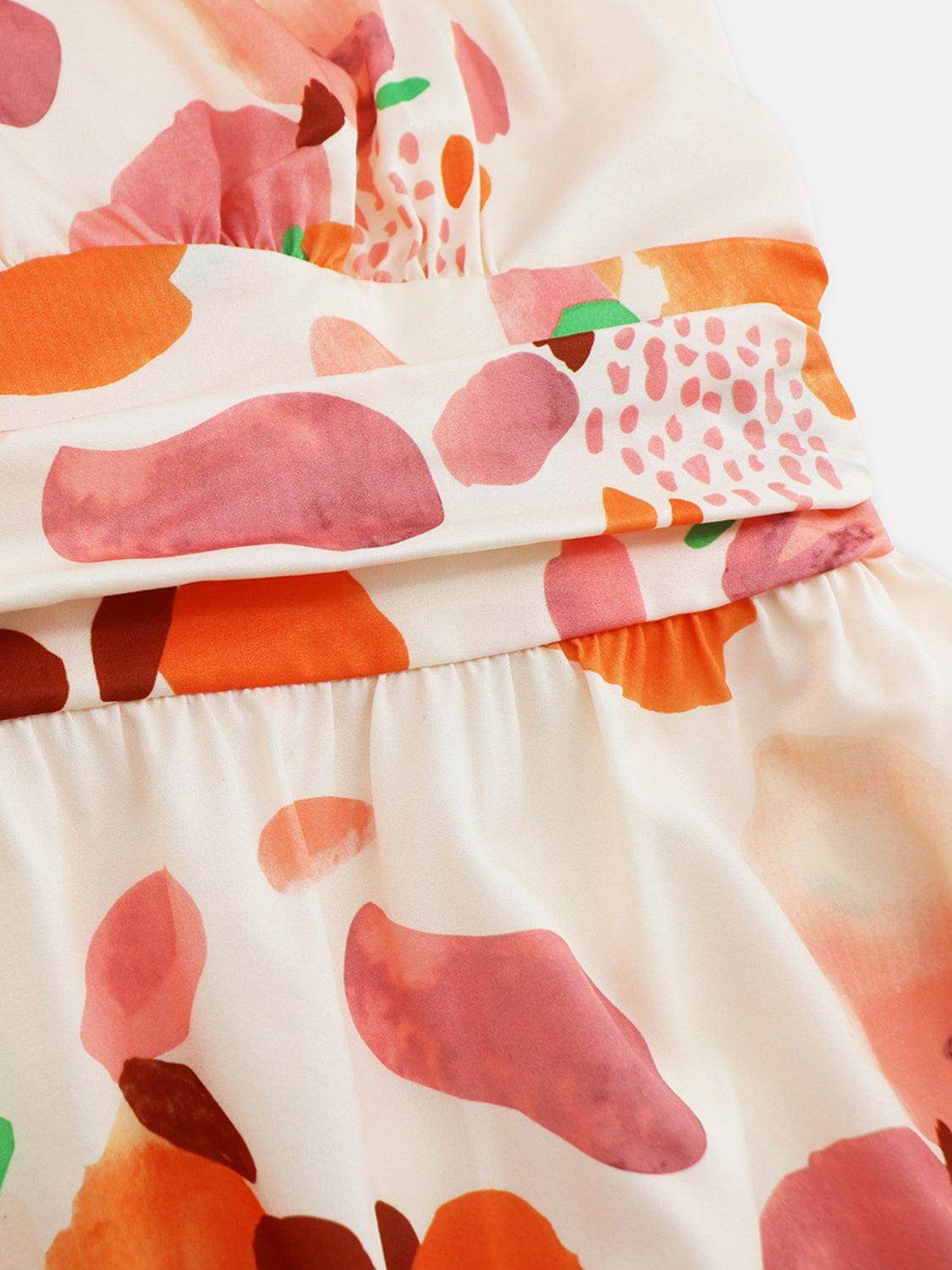 Ruched Printed Halter Neck Dress - StyleLure