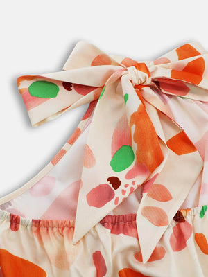 Ruched Printed Halter Neck Dress - StyleLure