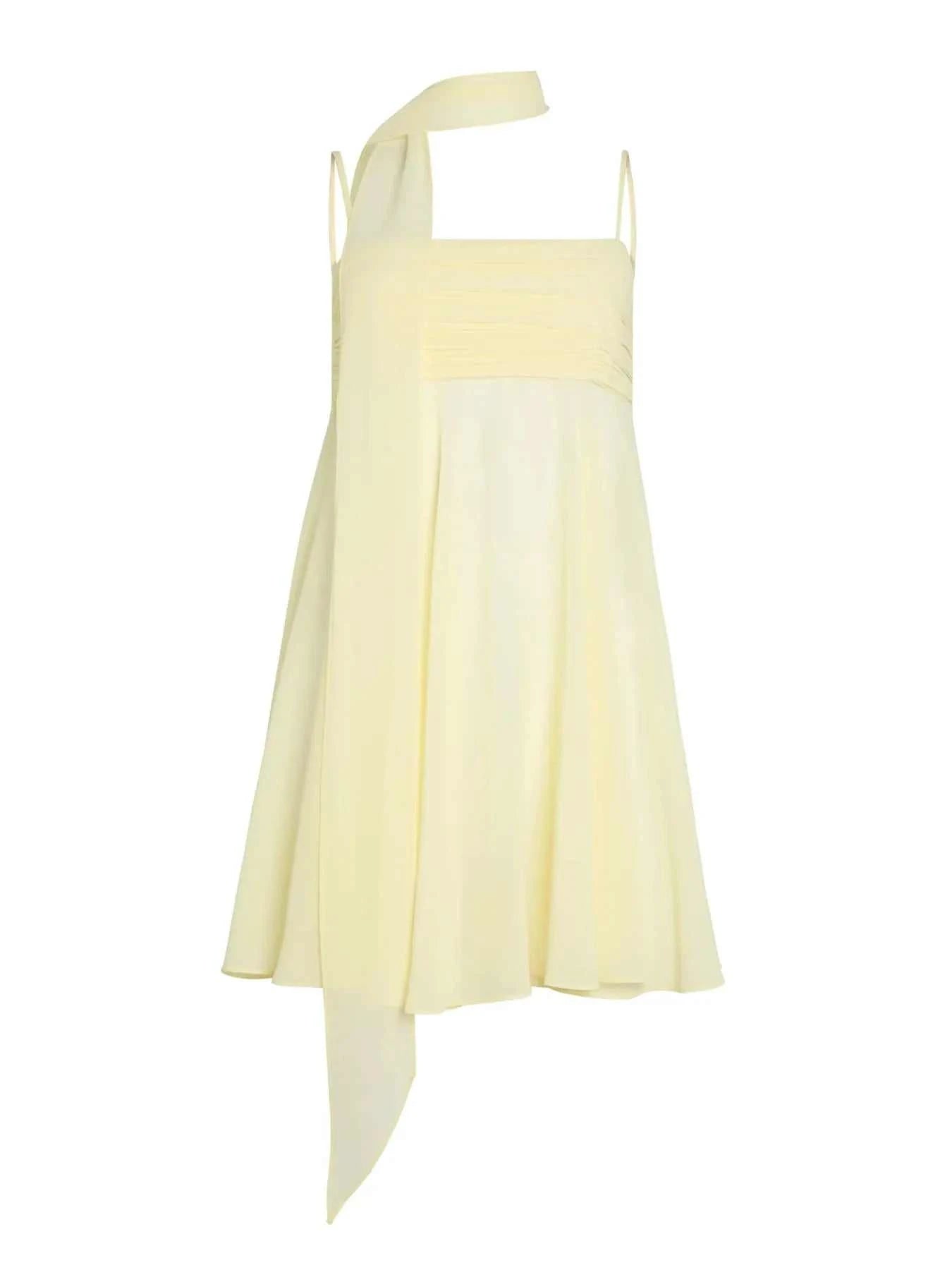 Ruched Square Neck Cami Dress with Scarf - StyleLure