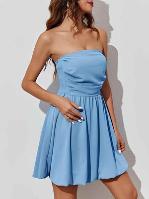 Ruched Tube Mini Dress - StyleLure